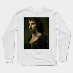 Beautiful headshot Of An Elf Created Using AI Long Sleeve T-Shirt